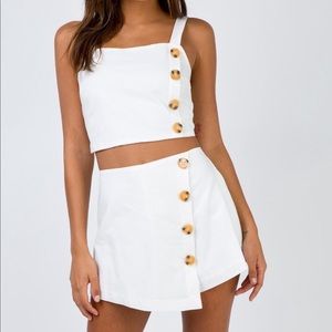 White princess Polly two piece set with buttons
